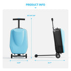 TABU 21" Scooter Suitcase for Kid&Adult,Ride On Scooter Luggage,Light Blue