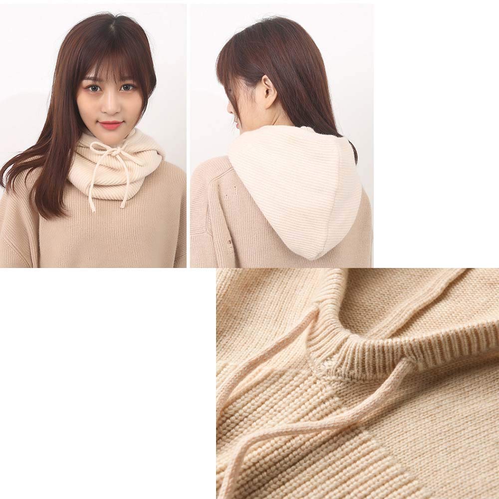 YEKEYI Women Balaclava Hood hat Winter Cashmere Knitted Beanie Hats Ski Mask Ski