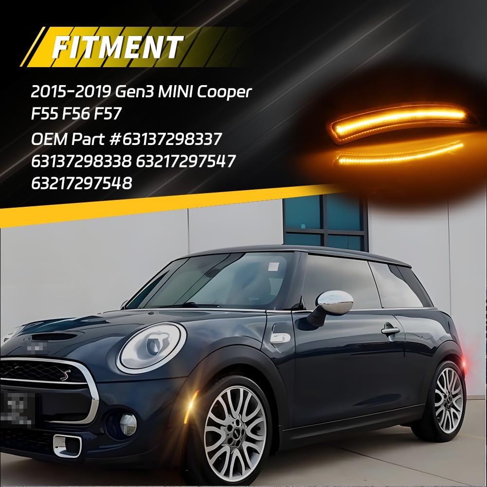 VYNTRAL Front/Rear Side Marker Light Compatible with Gen3 MINI Coop-er F55 F56