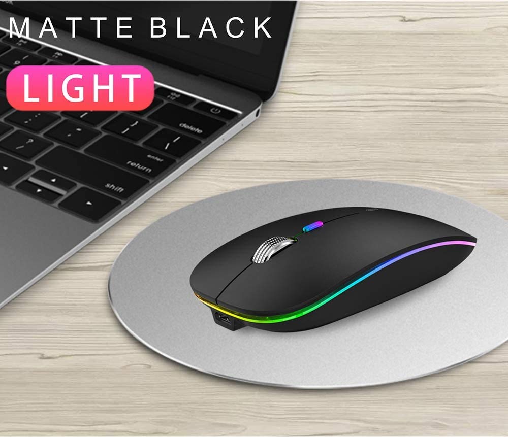 TENMOS Wireless Bluetooth Mouse, LED Slim (Bluetooth 5.1/5.0 + USB) 2.4GHz