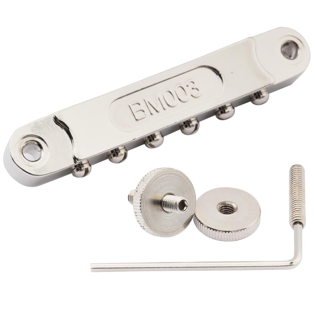 Musiclily Pro 10.4mm Guitar Roller Saddle Bridge ABR Tune-O-Matic Bridge With M4 Post for Les Paul SG Style Electric Guitar Replacement, Nickel