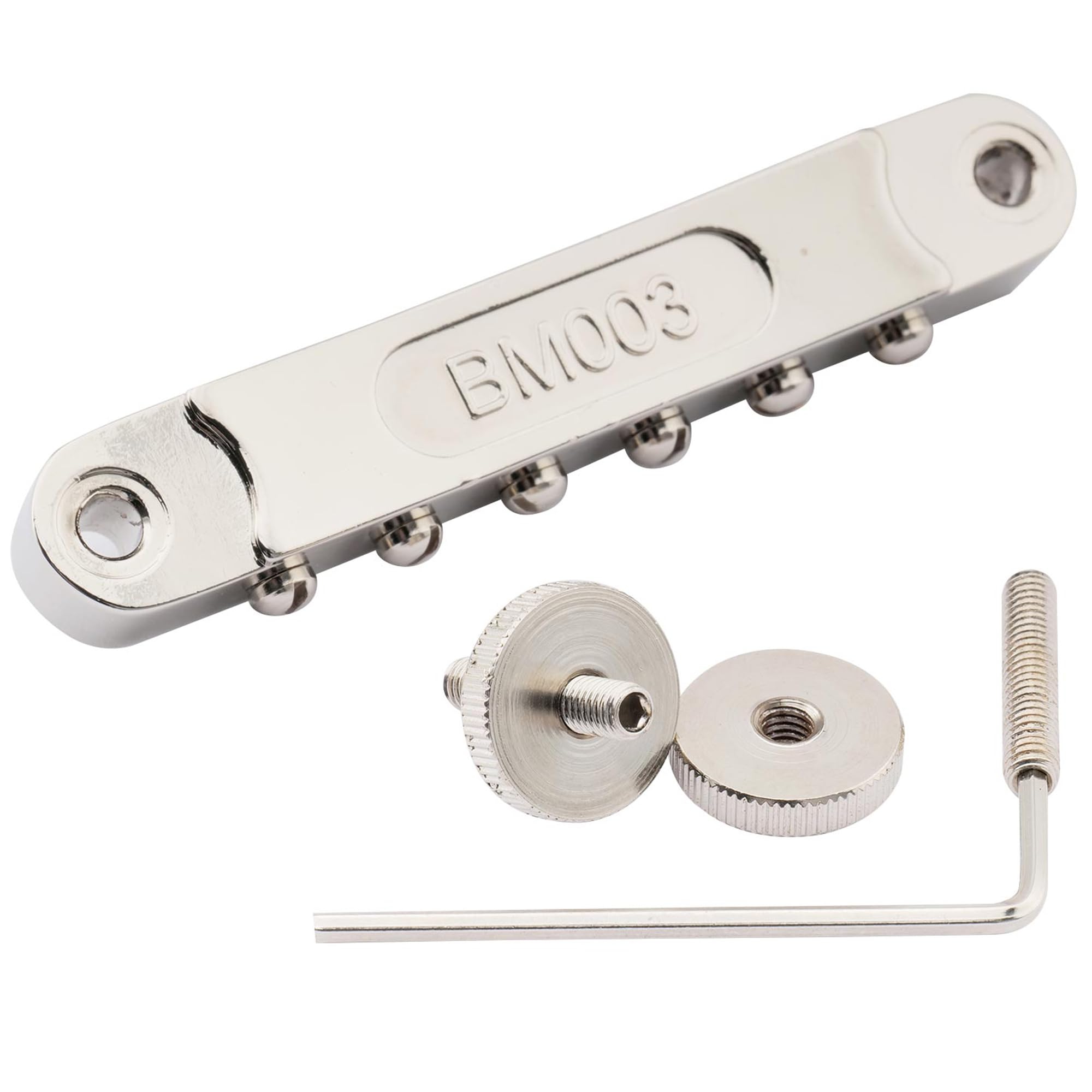 Musiclily Pro 10.4mm Guitar Roller Saddle Bridge ABR Tune-O-Matic Bridge With M4 Post for Les Paul SG Style Electric Guitar Replacement, Nickel