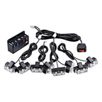NAAMOTOMOX 2-LED Emergency Warning Grille Flash Strobe Lights Bar with Clips + Control Box Kit (Amber White, 8 pcs)