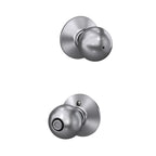 SCHLAGE Orbit Bed/Bath Privacy Door Knob with Lock, Satin Chrome