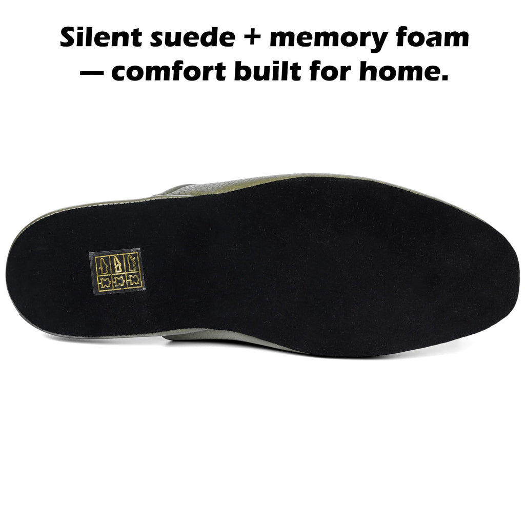 PAMIR Women's Genuine Full-Grain Leather Scuff Slippers, Avocado, US 7 M