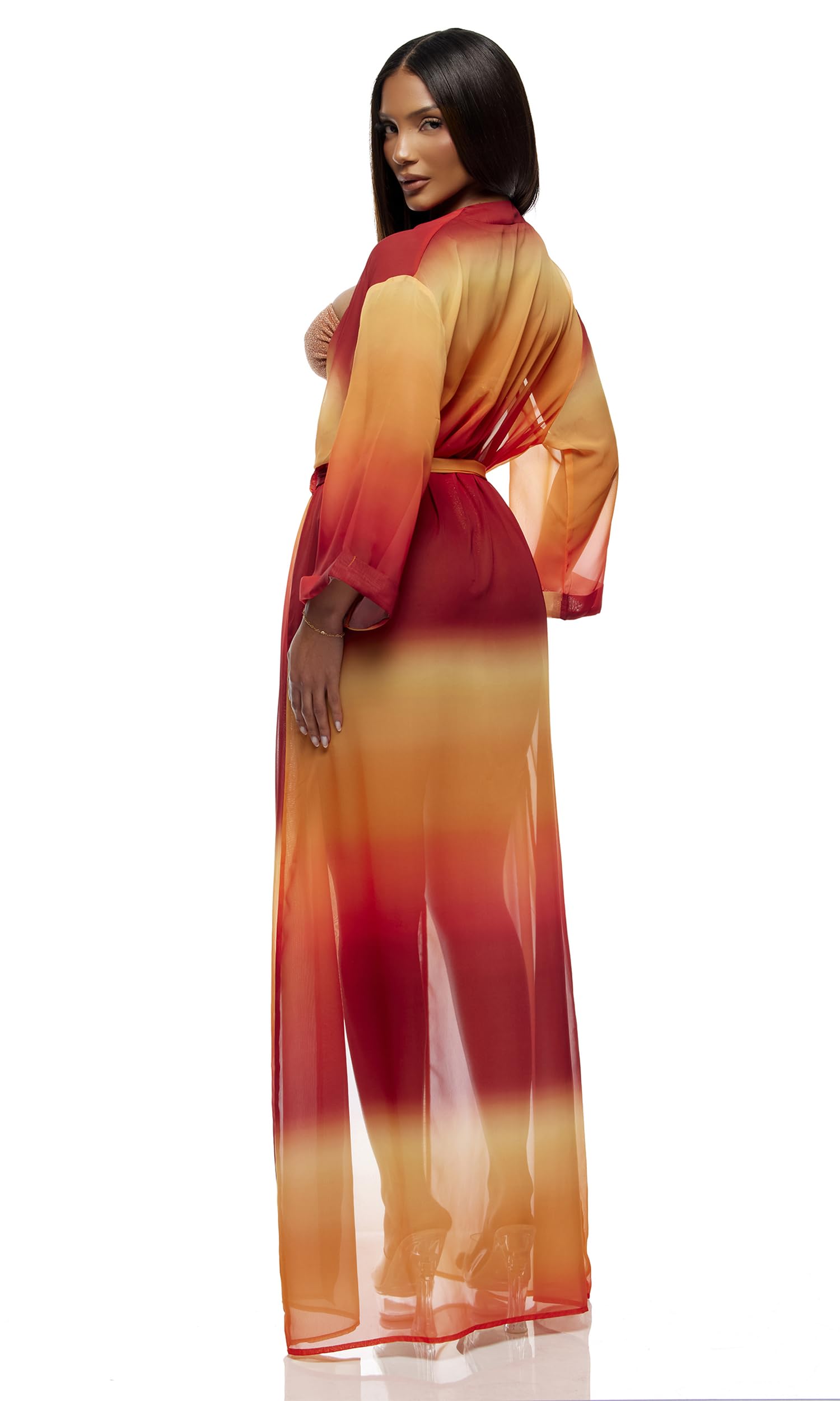 XL Forplay Women's Termoli Mesh Pool Kimono Ombre Swim Cover Up