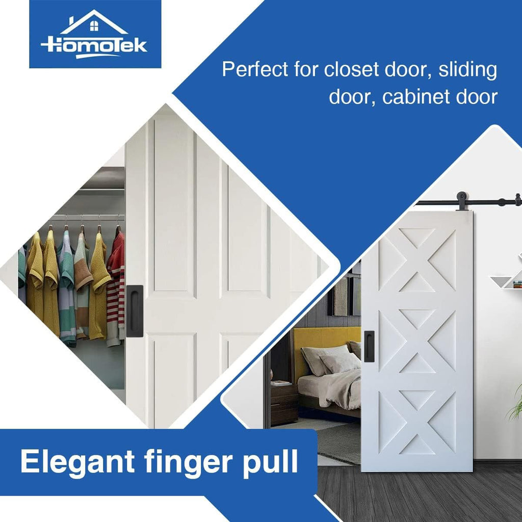 HOMOTEK 7 in Flush Pull Sliding Closet Door Handles 4 Pack Recessed Rectangular