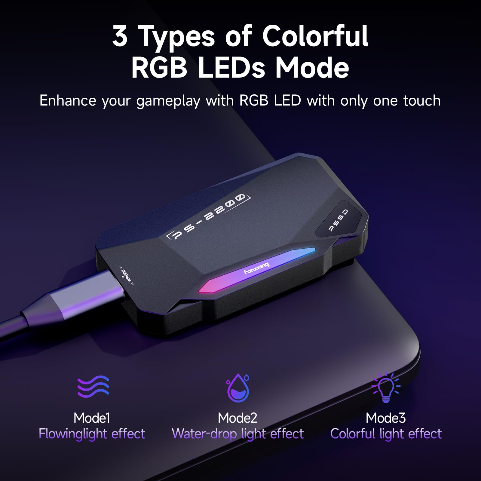 500GB Magnetic Portable SSD,2050MB/s Type-C USB 3.2 Gen 2x2 External SSD,4K