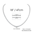925 Sterling Silver Moissanite Tennis Chain Necklace 18" 14K White Gold Plated