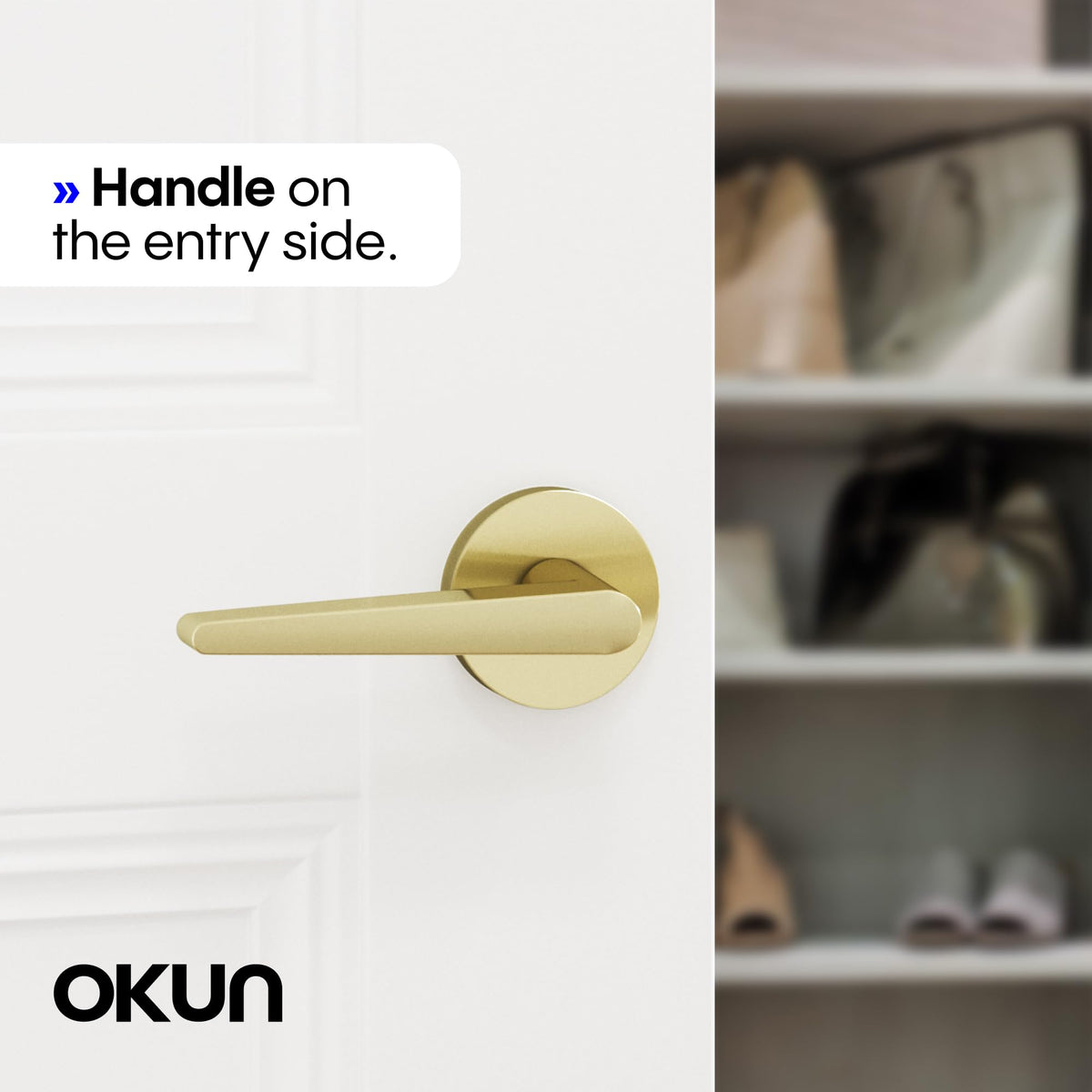 Okun Halo Dummy Door Handle, Brushed Champagne Gold Non-Turning Door Lever