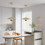 Fulesi Vintage Led Pendant Light Farmhouse Gold Metal Ceiling Lights Mid Century Modern Pendant Lighting Industrial Large Pendant Light for Kitchen Island Bedroom