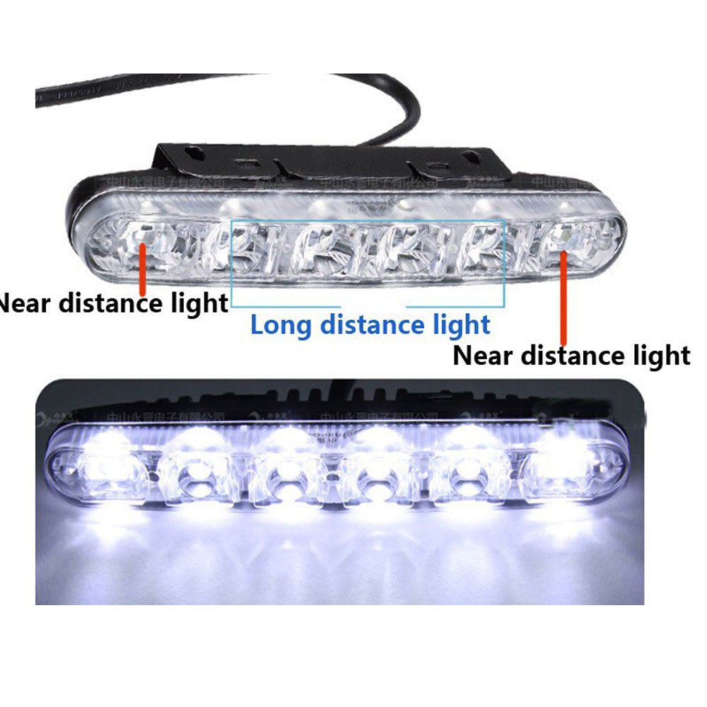 Eaglerich 2pcs High Power Day Light Fish Fork LED Daytime Running Light Lamp Car