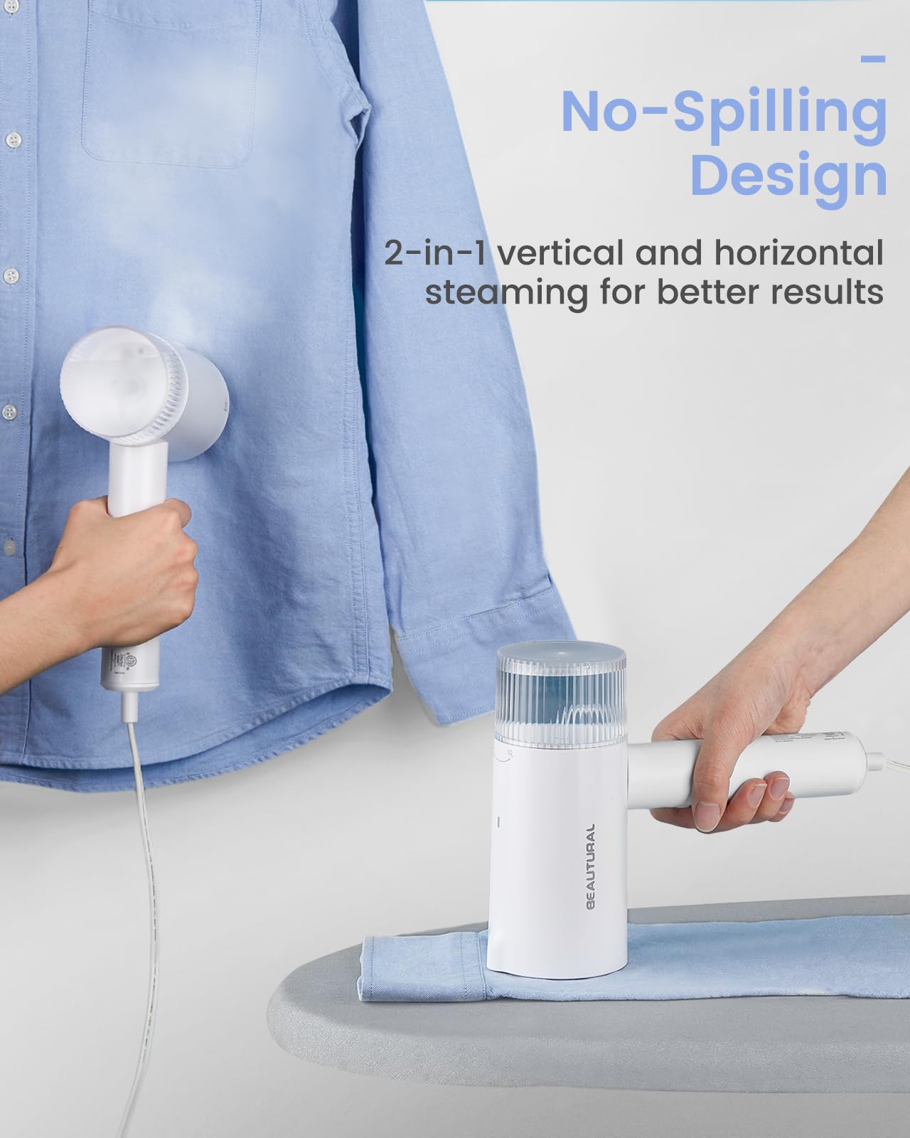 BEAUTURAL Steamer for Clothes, Portable Garment Wrinkle Remover, Fast 30s