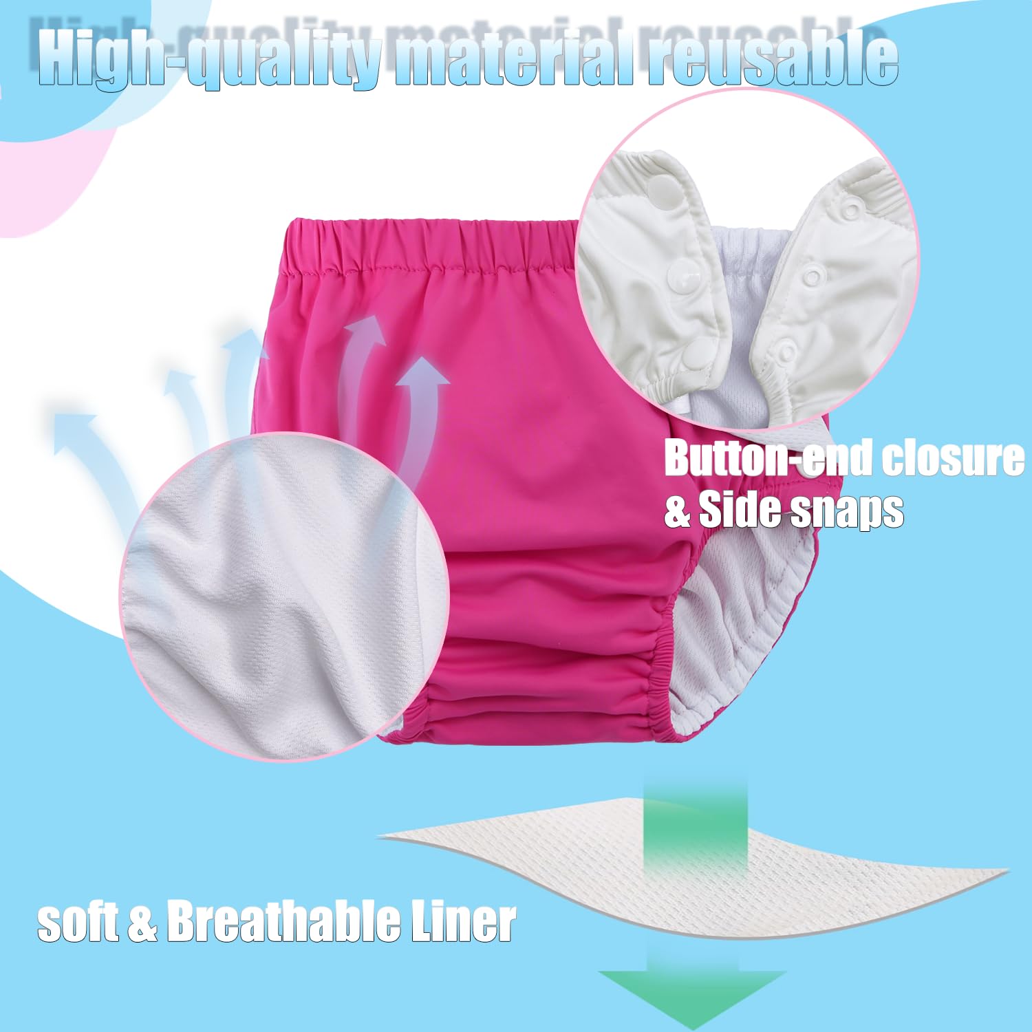 2-3T Baby Newborn Reusable Swim Diapers Washable Toddler Unisex Swim Diaper