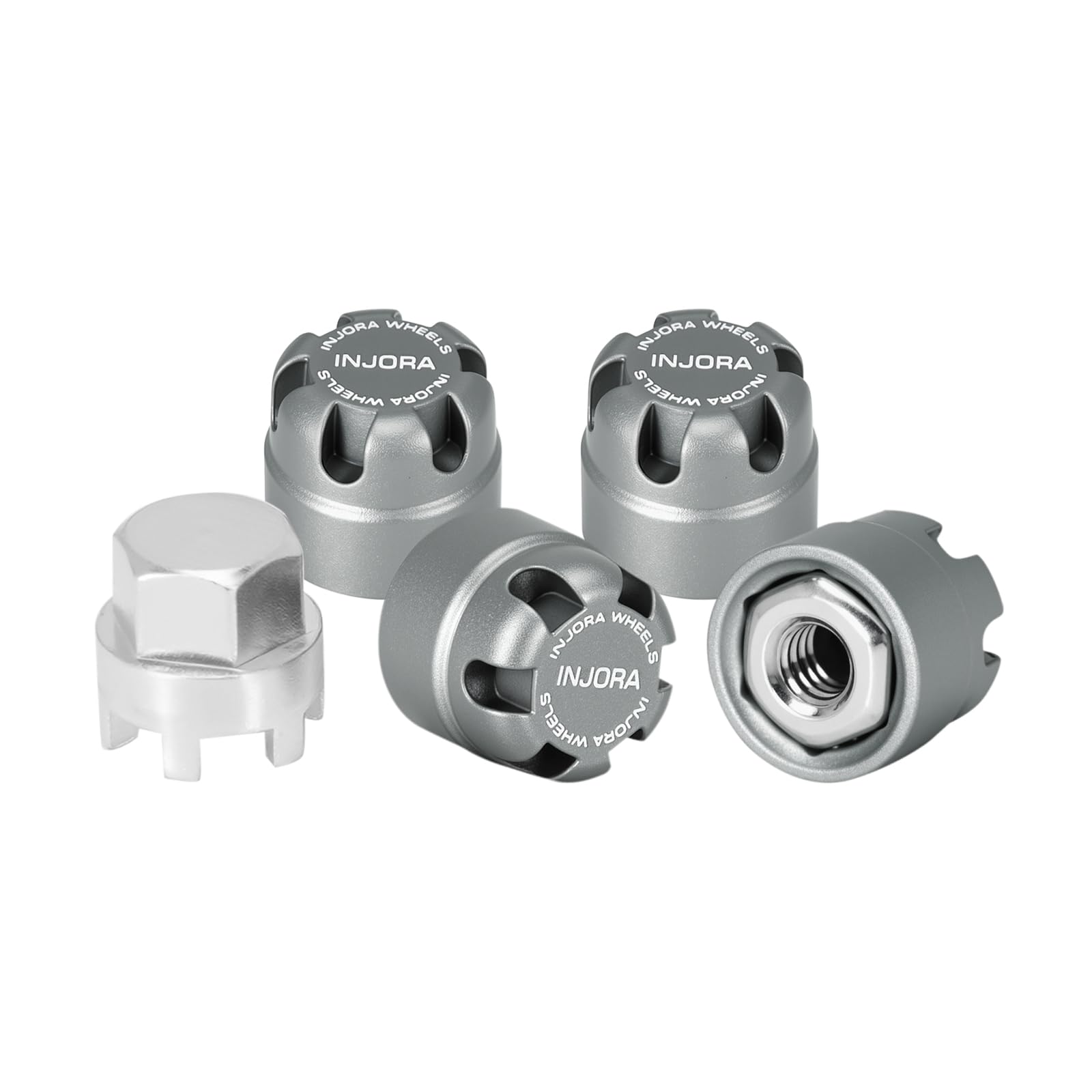 INJORA M2.5 Wheel Lock Nuts with Aluminum Cap for 1/18 RC Crawlers Upgrade(Gray)