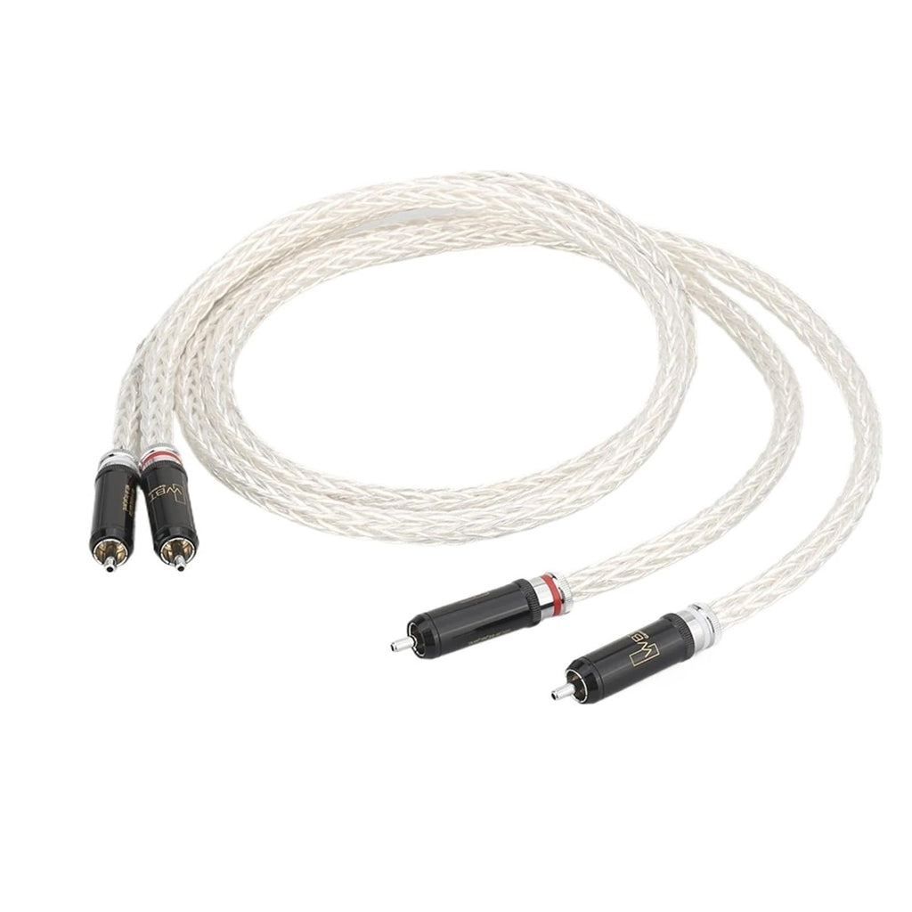 VCIMZUL HiFi Silver Plated 8AG 16 Strands Audio Cable 2RCA to 2RCA with WBT RCAA Plug High Fidelity Sound Transmission Cable(0.5m)