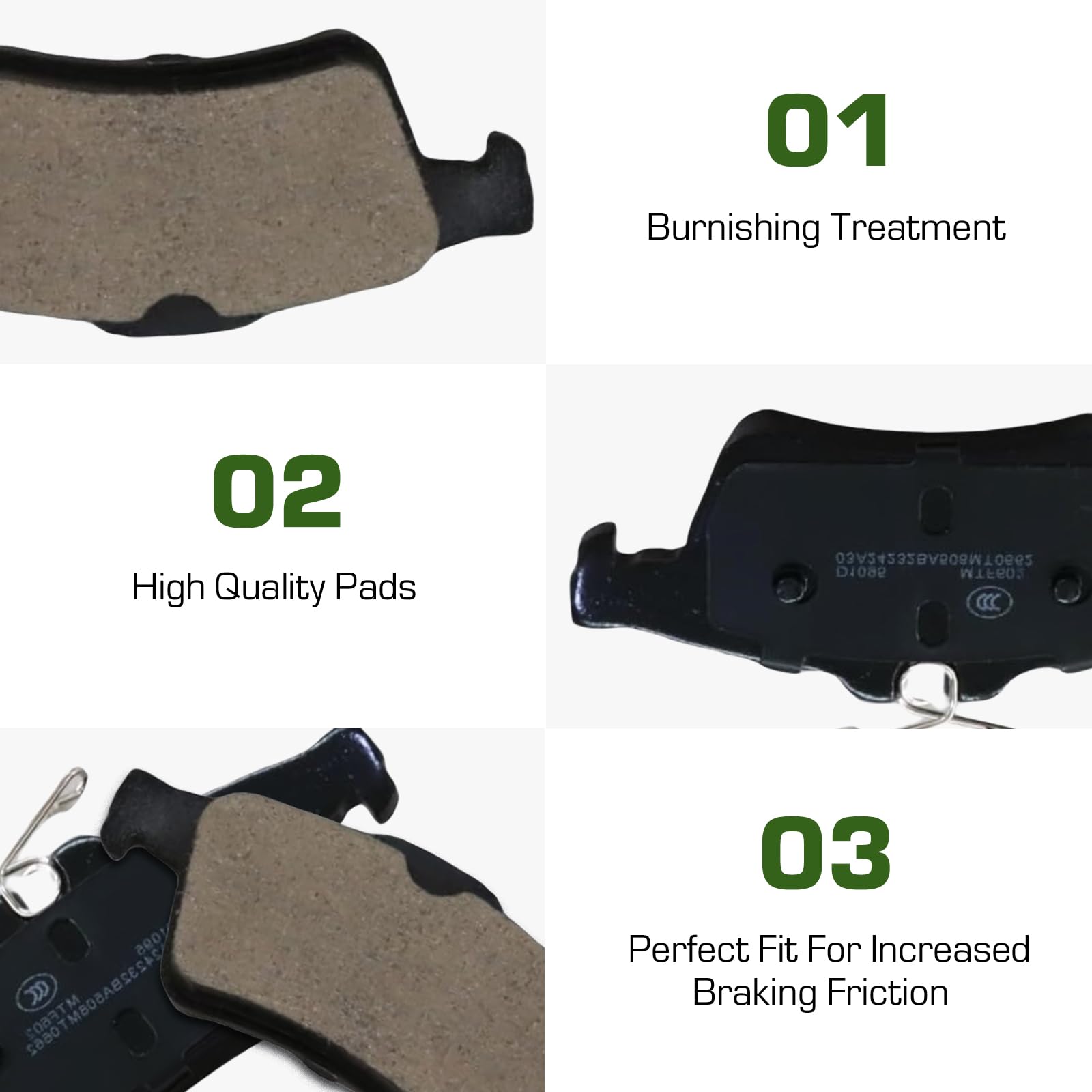 D1095 Ceramic Brake Pads Kit Ford Escape Focus Mazda 3 Volvo C30 V50