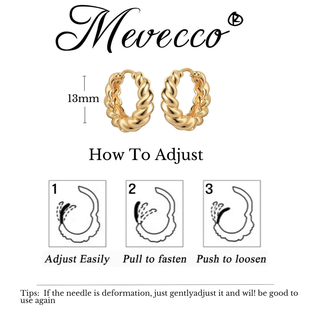 MEVECCO Gold Huggie Hoop Earring for Women 18K Gold Plated Dainty Cute Twist