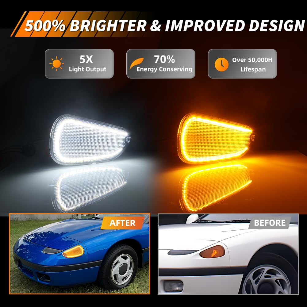 MOTRUM LED Front Turn Signal Marker Light Compatible with Dodge Stealth 1991