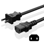 HiFind 2 Prong TV Xbox Power Cord Replacement 6 Ft/2 Pack, 18 AWG AC Power