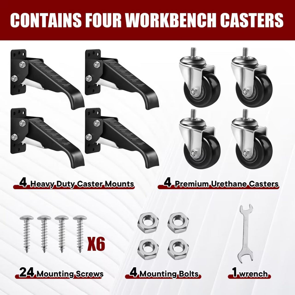 8 Pack SPACECARE Retractable Workbench Casters Kit, Heavy Duty Workbenches
