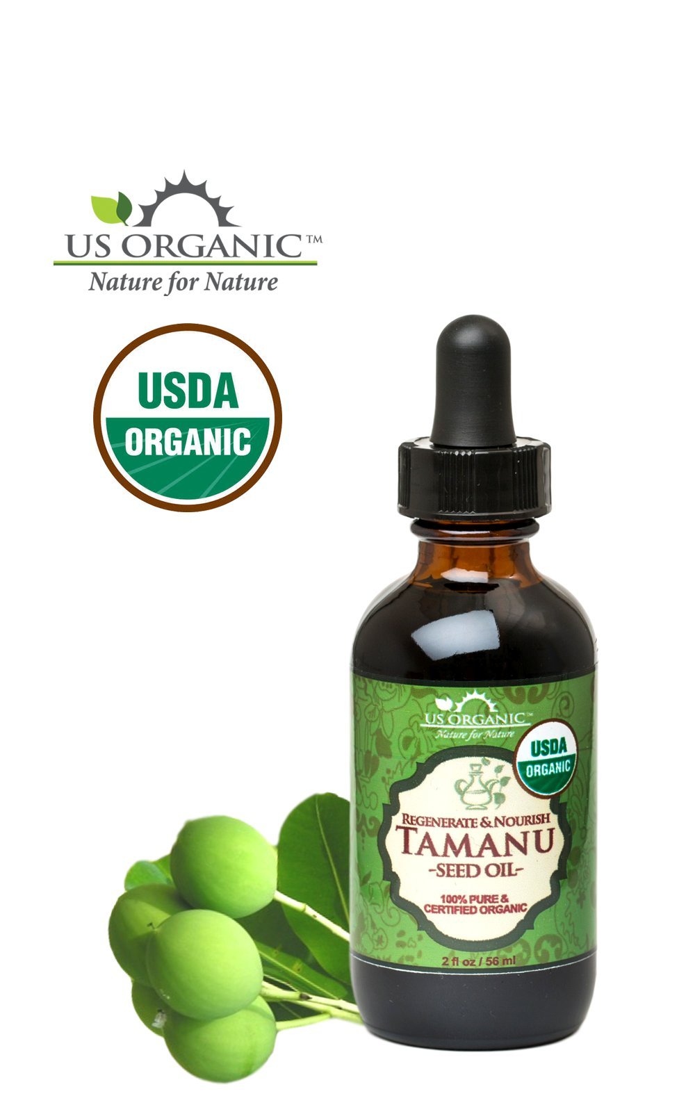 Organic Tamanu Oil USDA Certified 100% Pure Virgin Cold Pressed Unrefined 2oz