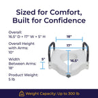 Drive Medical RTL12027RA 2-in-1 Raised Toilet Seat with Removable Padded Arms,