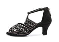 Inboopark Latin Ballroom Shoes for Women Sparkly Dance Wedding Sandals B611 Black 2.5" Heel US 7.5