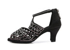 Inboopark Latin Ballroom Shoes for Women Sparkly Dance Wedding Sandals B611 Black 2.5" Heel US 7.5