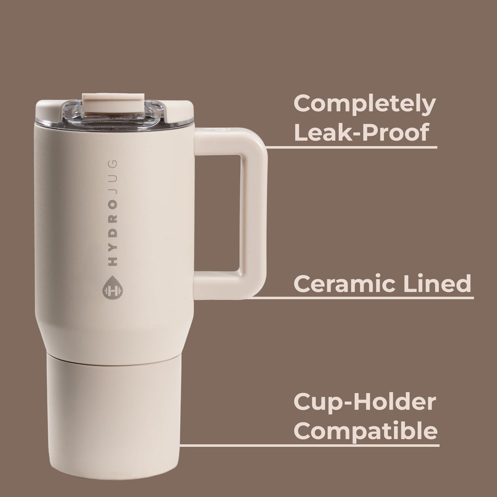 HydroJug Coffee Traveler 20oz Ceramic Lined Mug w/Handle Dune