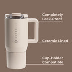HydroJug Coffee Traveler 20oz Ceramic Lined Mug w/Handle Dune