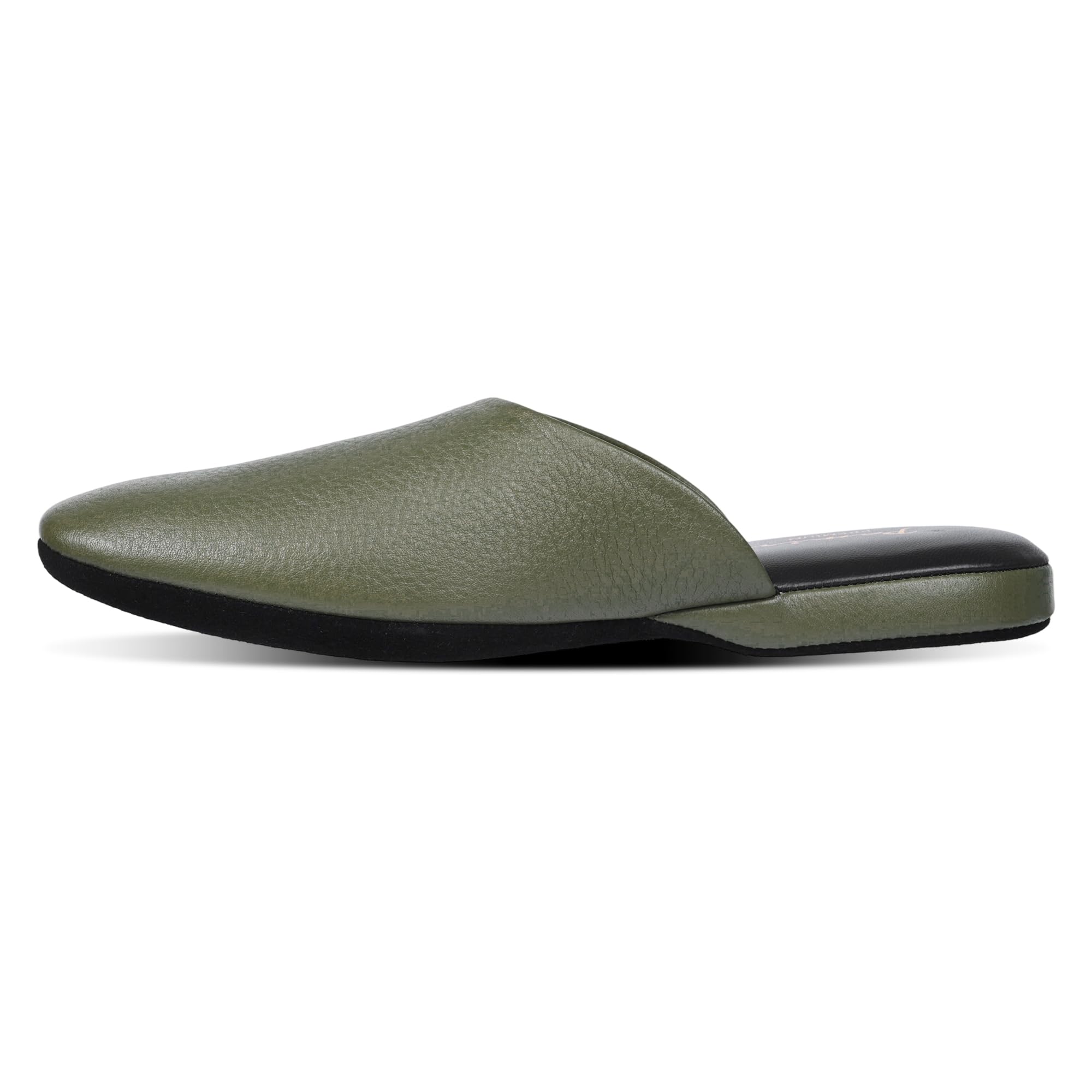 PAMIR Women's Genuine Full-Grain Leather Scuff Slippers, Avocado, US 7 M