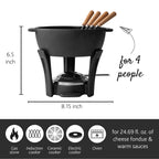 BOSKA Round Cast Iron Fondue Pot Party Pro Burner 4 Forks All Stove Cheese