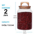 SAIOOL Canister Set of 2, Glass Kitchen Canisters with Airtight Acacia Lid, Tall