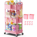 Goovilla Diaper Cart with Lockable Wheels and Easy Assembly, 3 Tier Pink Rolling
