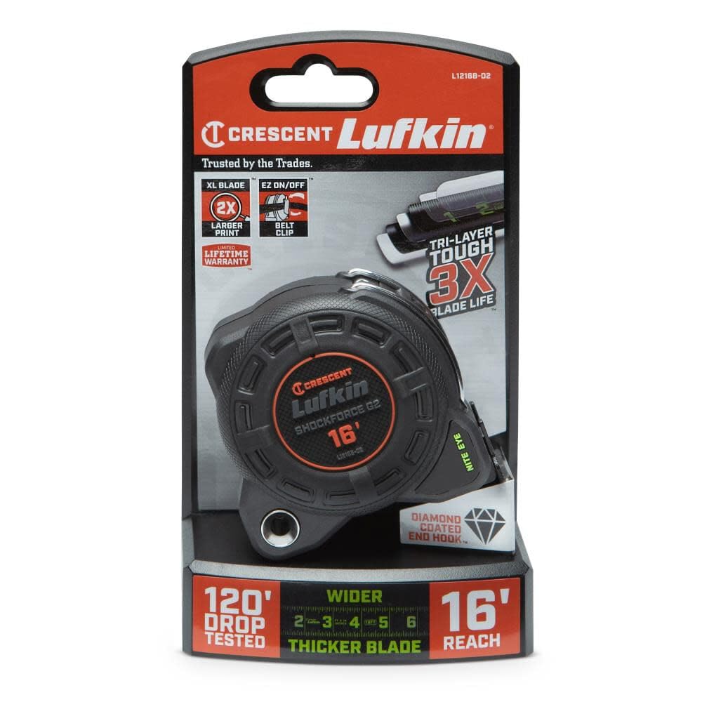 Lufkin Crescent Shockforce G2 Nite Eye 25-ft Tape Measure- L1225B-02