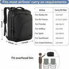 MATEIN 40L Carry On Travel Backpack Expandable Weekender Bag Black