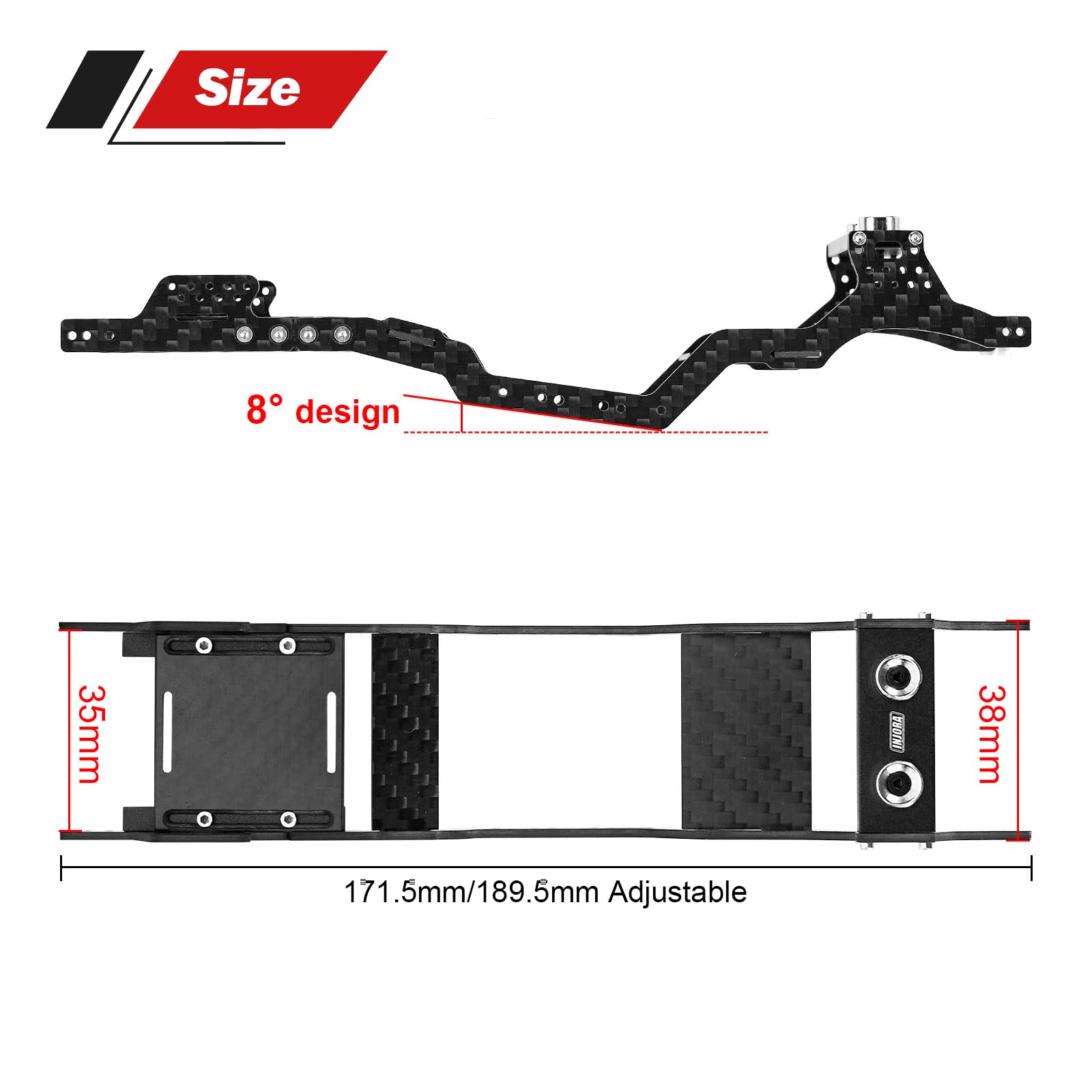 INJORA 35g Universal LCG Carbon Fiber Chassis Kit for 1/24 Axial SCX24