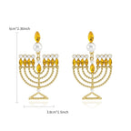 Hanukkah Earrings for Women Pearl Menorah Earrings Stud Jewish Holiday Jewelry
