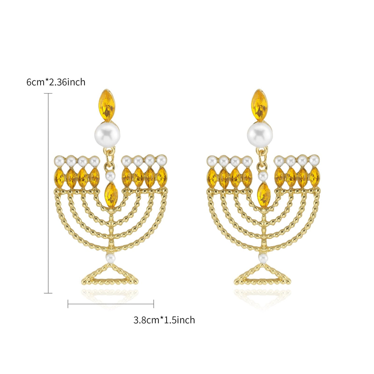Hanukkah Earrings for Women Pearl Menorah Earrings Stud Jewish Holiday Jewelry