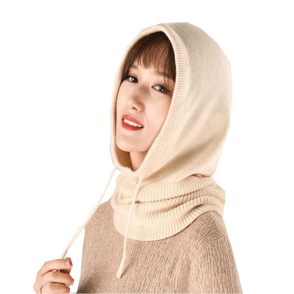 YEKEYI Women Balaclava Hood hat Winter Cashmere Knitted Beanie Hats Ski Mask Ski