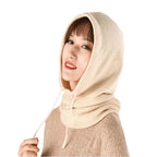 YEKEYI Women Balaclava Hood hat Winter Cashmere Knitted Beanie Hats Ski Mask Ski