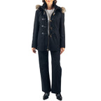 Alpine Swiss Duffy Womens Wool Blend Toggle Coat Removable Faux Fur Hood Classic