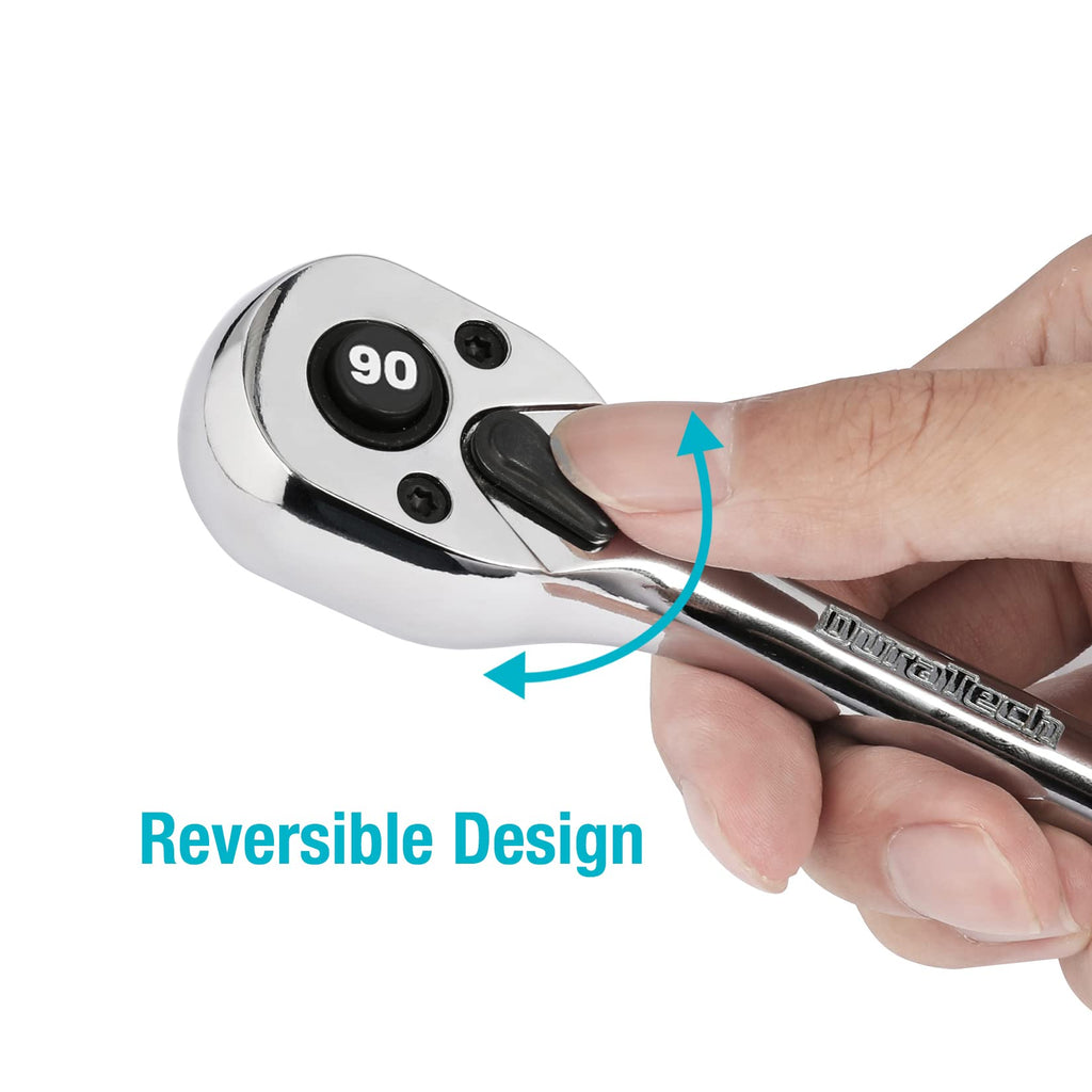 DURATECH 1/2 Inch Drive Ratchet 90 Tooth Quick Release Reversible Wrench Cr-V