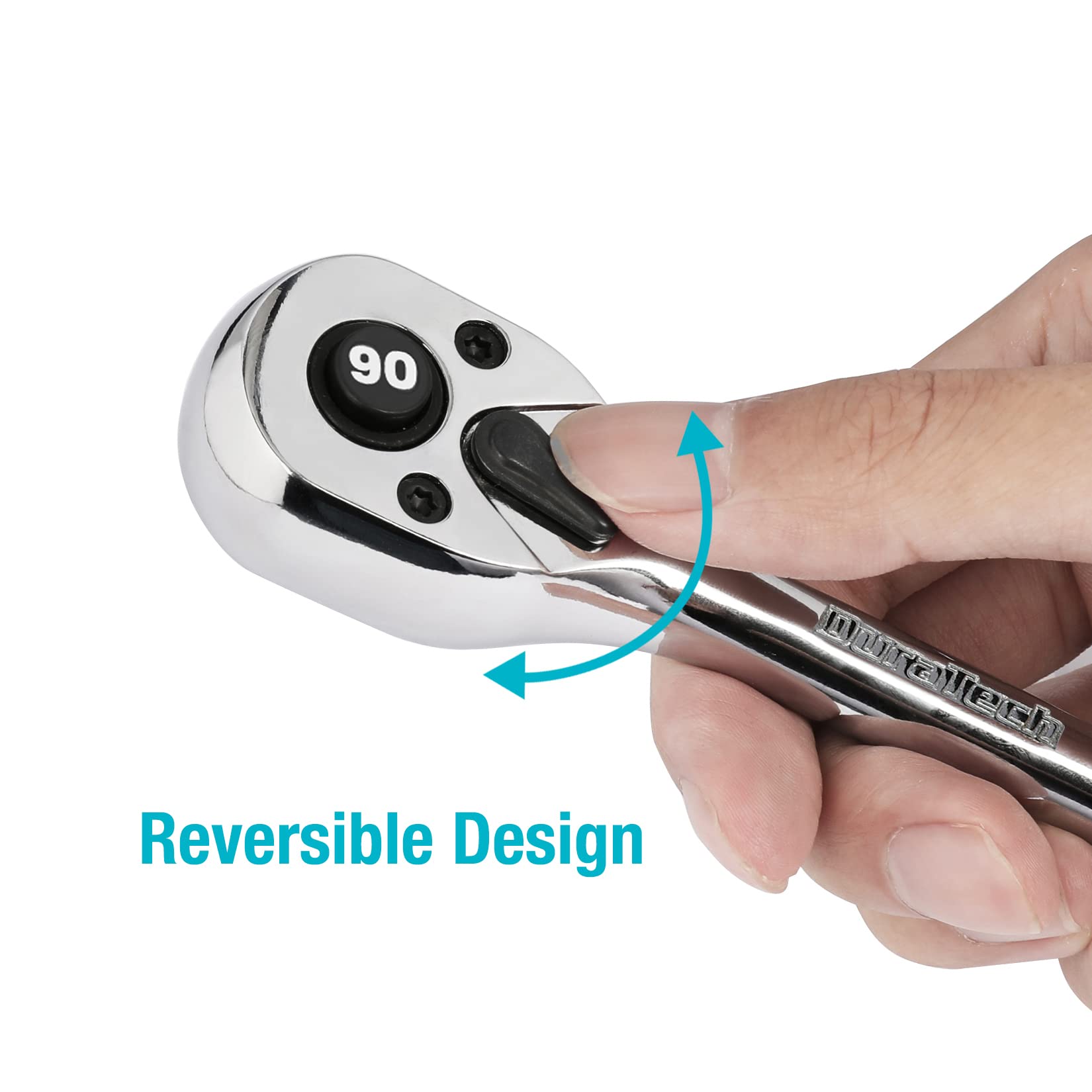 DURATECH 1/2 Inch Drive Ratchet 90 Tooth Quick Release Reversible Wrench Cr-V