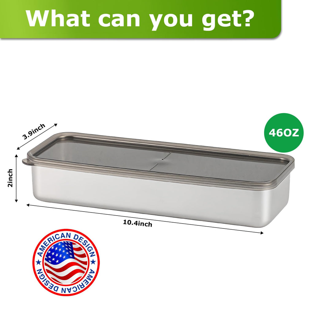 Bacon Container for Refrigerator, 1 Pack 304 Stainless Steel Airtight Deli Meat