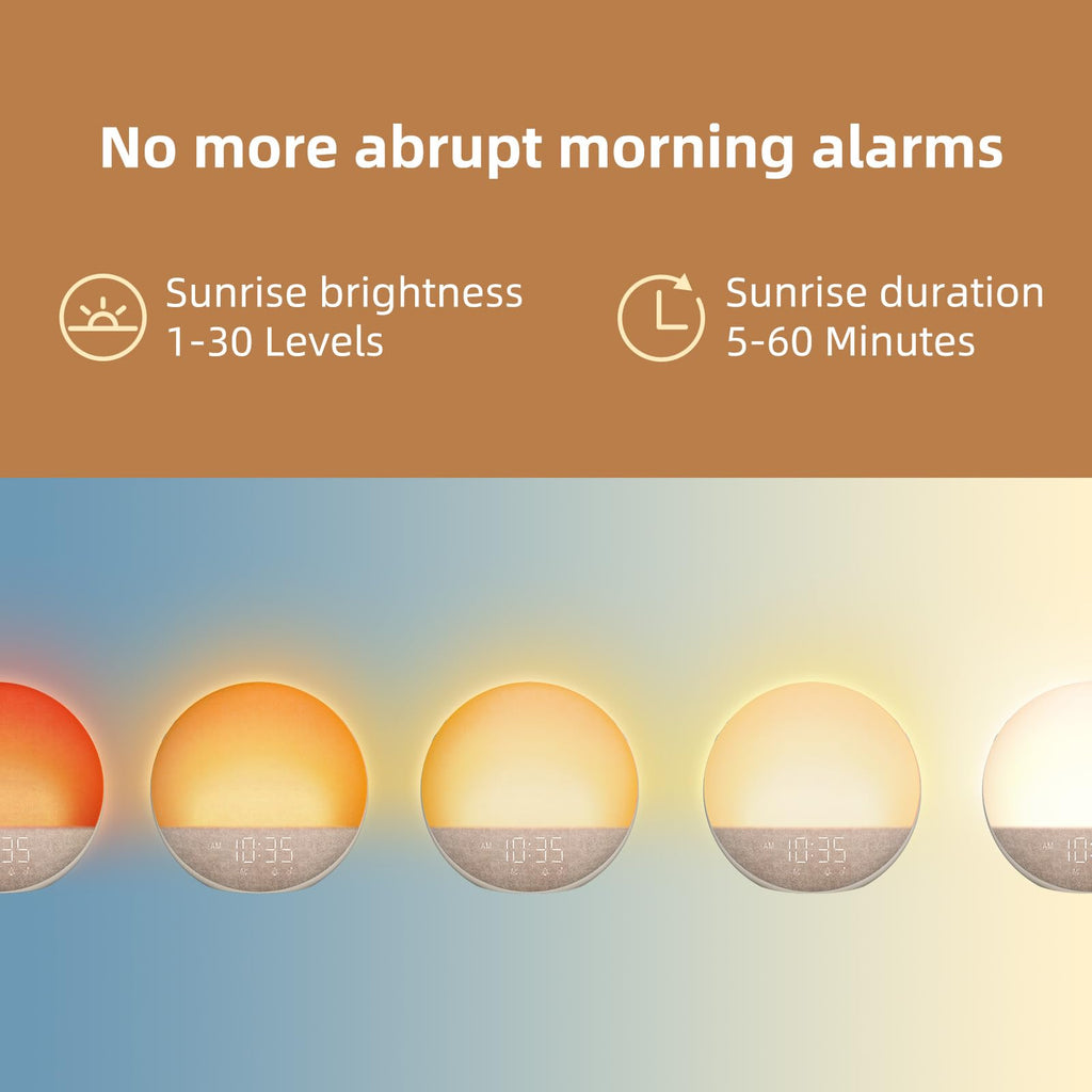 Sunrise Alarm Clock White Noise Machine: Natural Wake Up Light - Dimmable Clock
