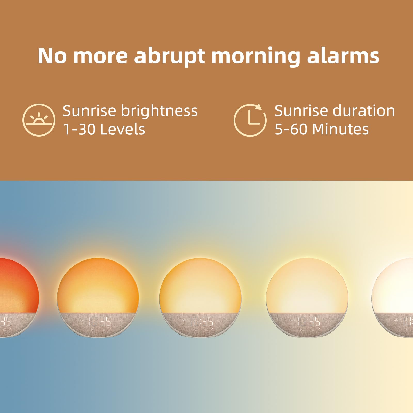 Sunrise Alarm Clock White Noise Machine: Natural Wake Up Light - Dimmable Clock