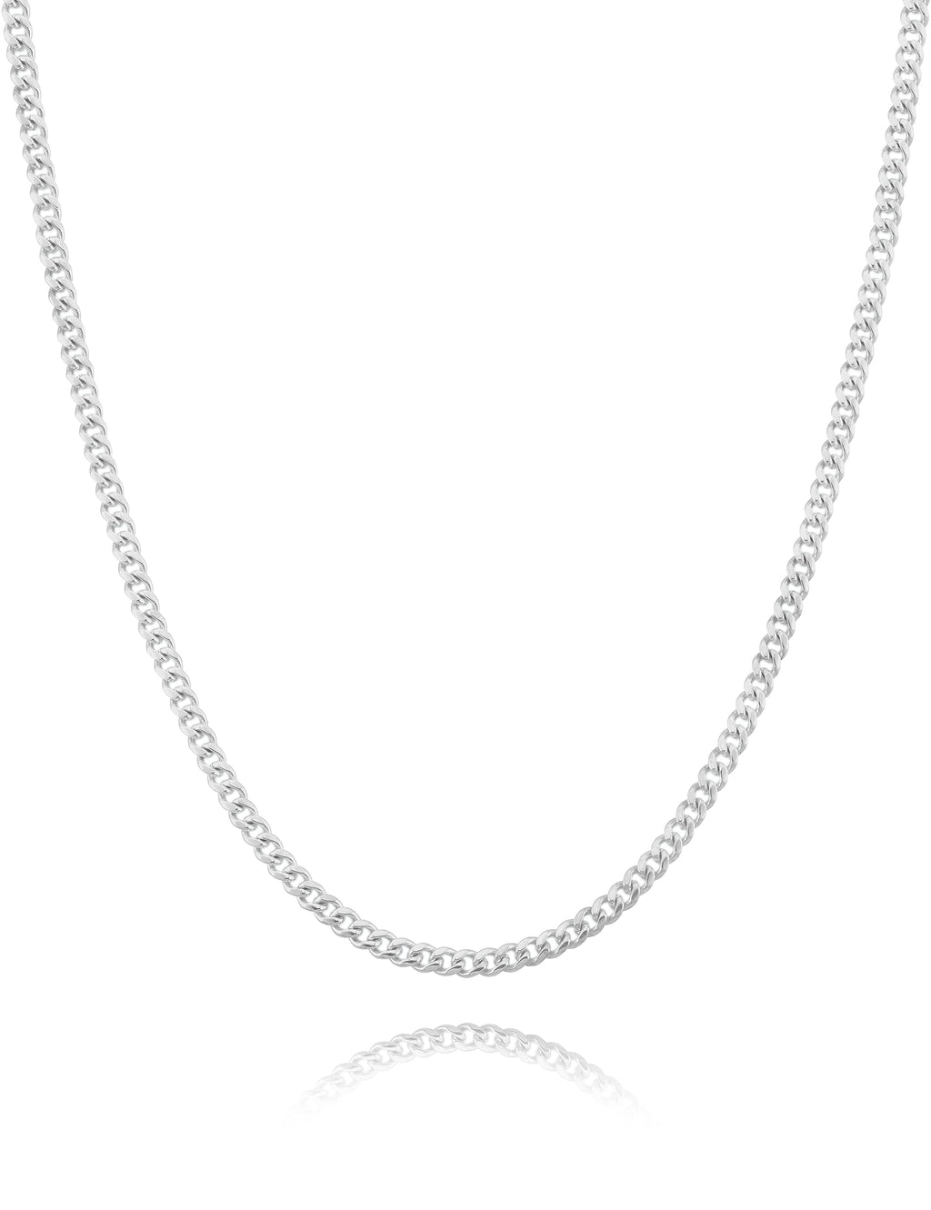 MOLAYES Solid 925 Sterling Silver 3.5mm Cuban Link Curb Chain Necklace for Men