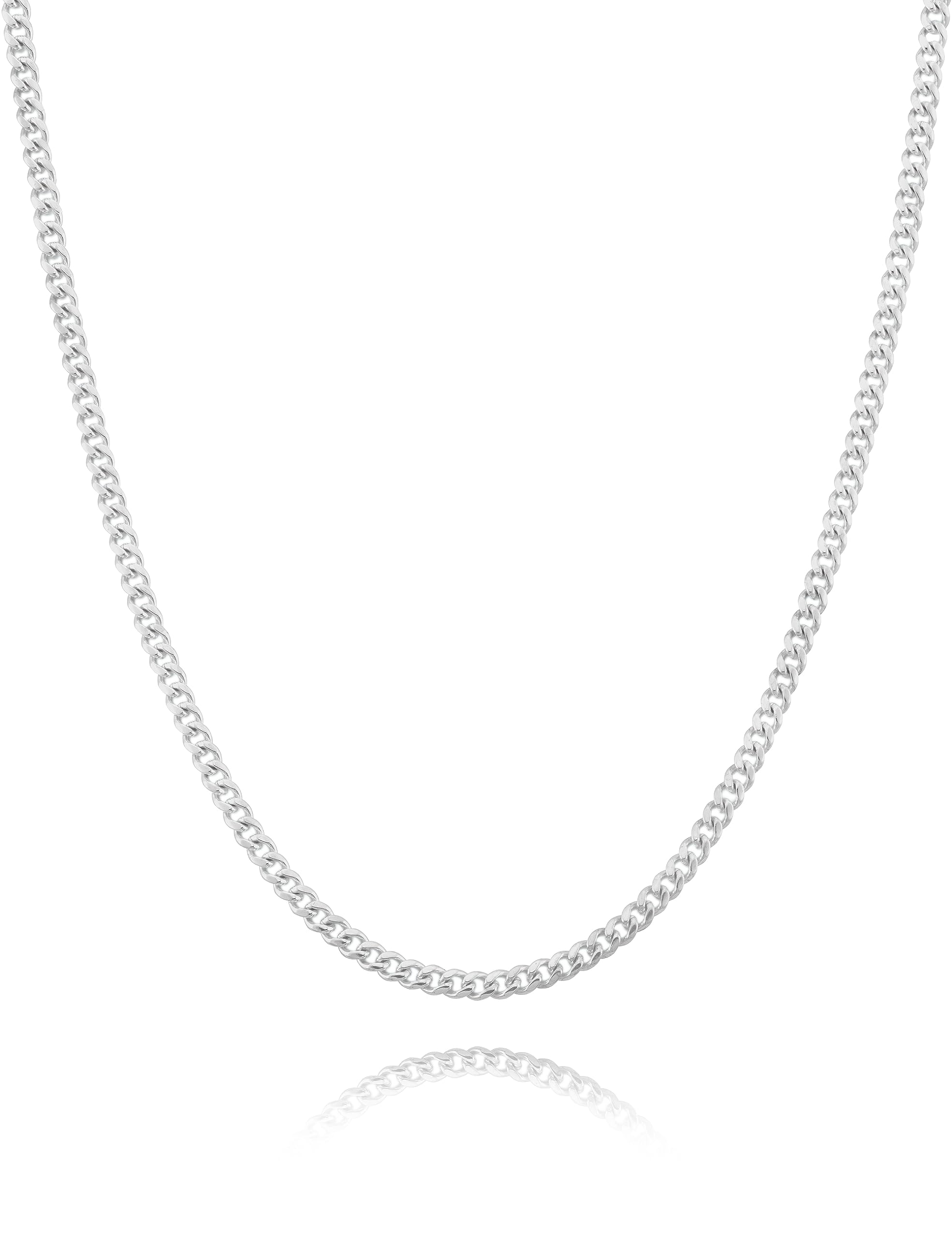 MOLAYES Solid 925 Sterling Silver 3.5mm Cuban Link Curb Chain Necklace for Men